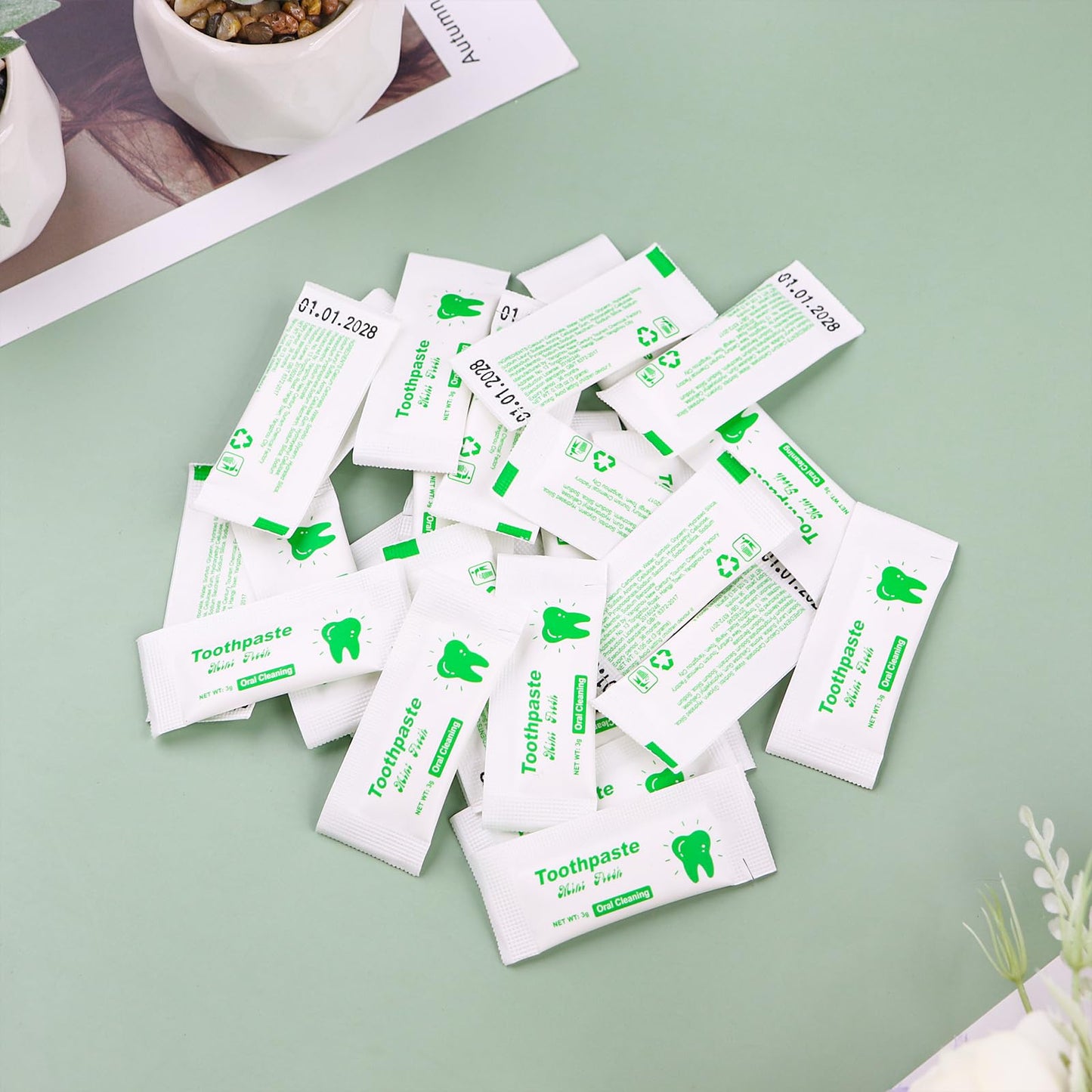 HAIFOTRVA Travel Size Toothpaste 30 Pack – 0.105 oz Mint, Bulk Hotel & Guest Supplies