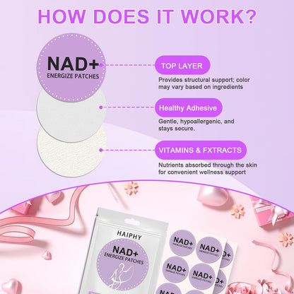 Haiphy NAD+Patches NMNH & Resveratrol – Anti-Aging & Metabolism Support | 8-Hour Release | 30 Count