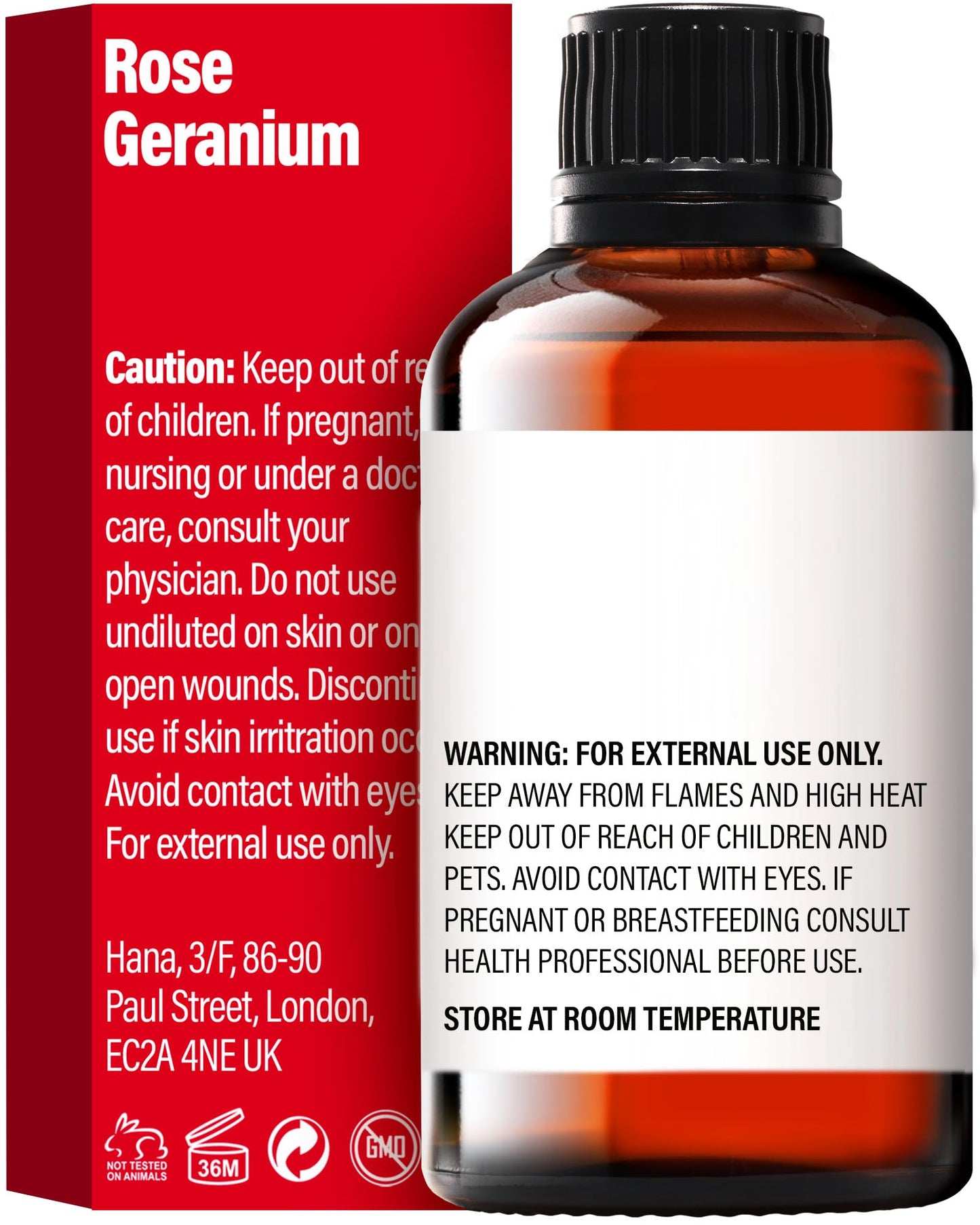 H'ana Rose Geranium Essential Oil - 1.02 Fl Oz | Hair, Skin, Diffuser & DIY