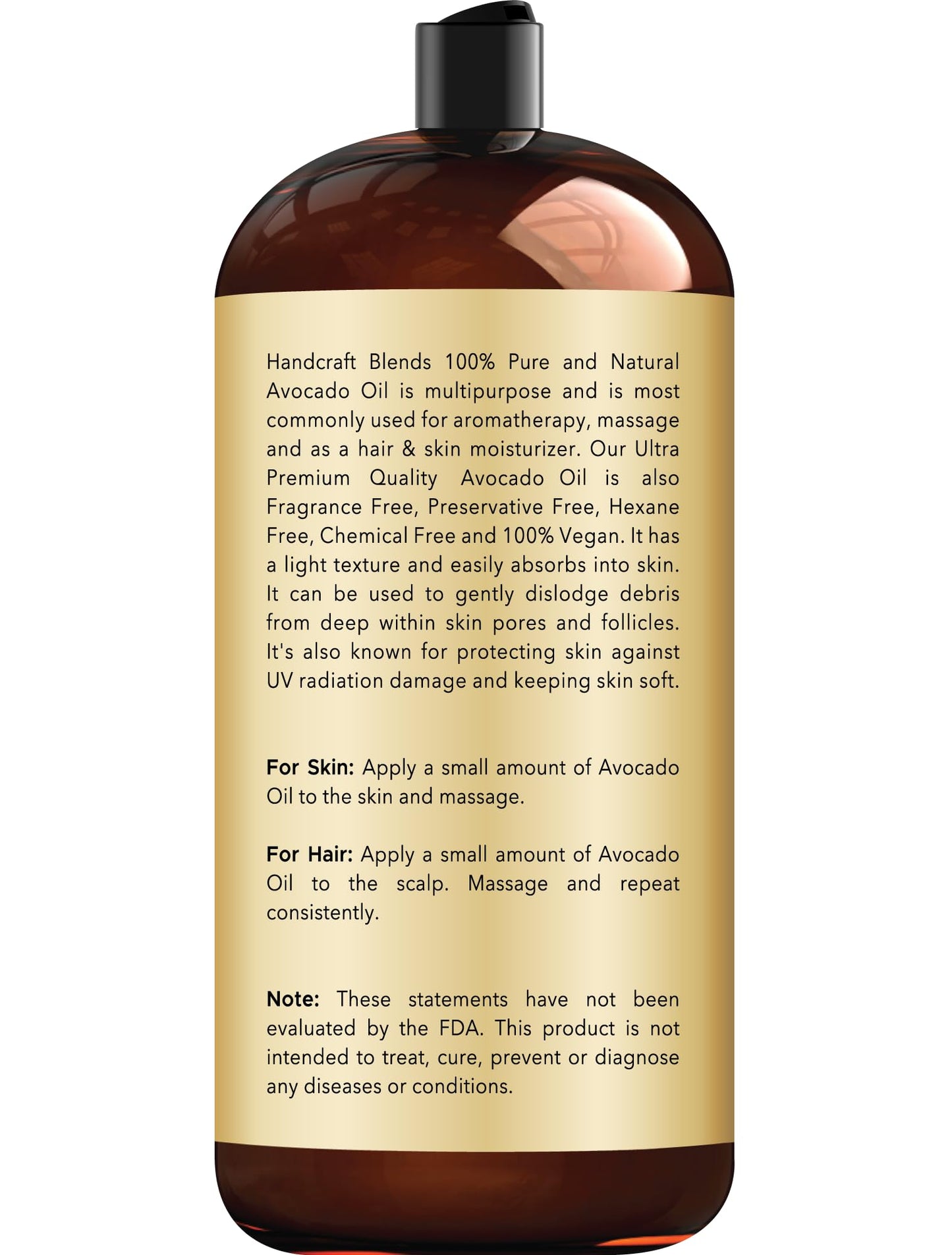 Handcraft Blends Avocado Oil – Cold-Pressed 28 oz | Pure Carrier Oil for Skin & Hair