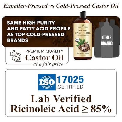 Handcraft Blends Castor Oil Pack Wrap – 16 oz Organic Castor Oil, Reusable & Adjustable