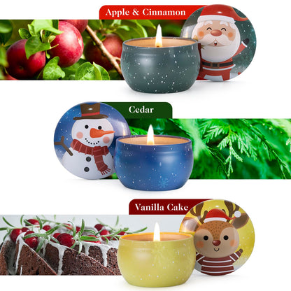 Hausware 3 Pack Scented Candles – Soy Wax, 72H Burn Time, Apple Cinnamon, Cedar & Vanilla Cake