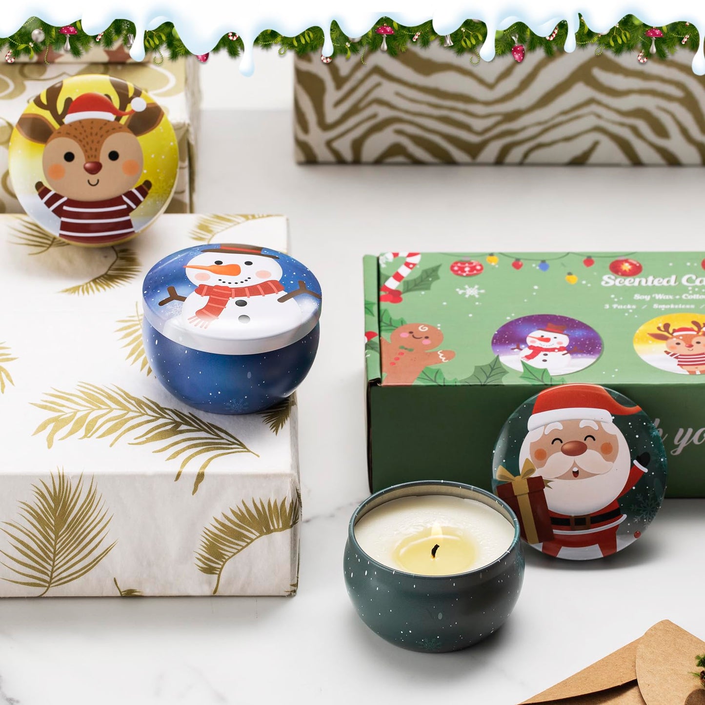 Hausware 3 Pack Scented Candles – Soy Wax, 72H Burn Time, Apple Cinnamon, Cedar & Vanilla Cake