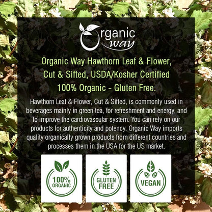 Organic Hawthorn Leaf & Flower Cut & Sifted — Herbal Tea (2 oz) | Albania Origin, Non-GMO, Kosher