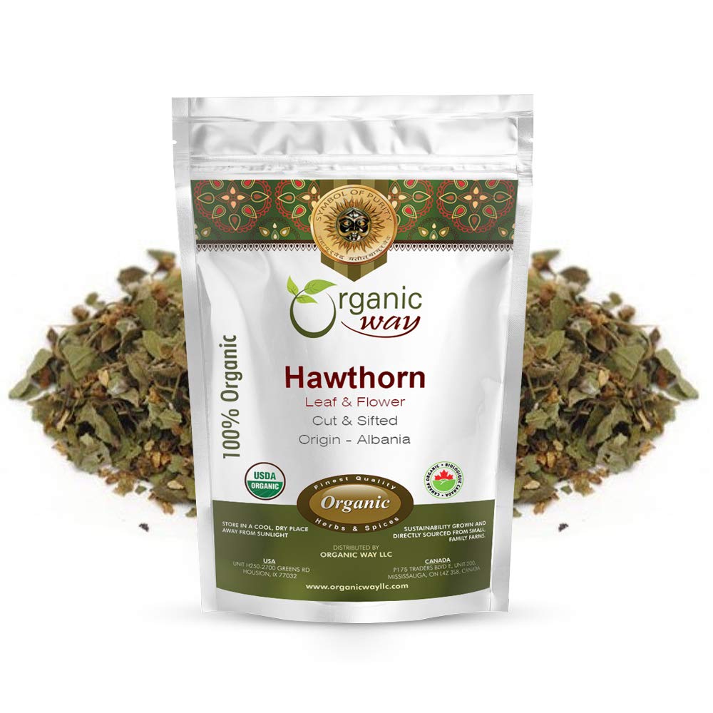 Organic Hawthorn Leaf & Flower Cut & Sifted – Herbal Tea (Crataegus monogyna), Albania (4 Oz) | Non-GMO, Gluten Free, Kosher, USDA Certified