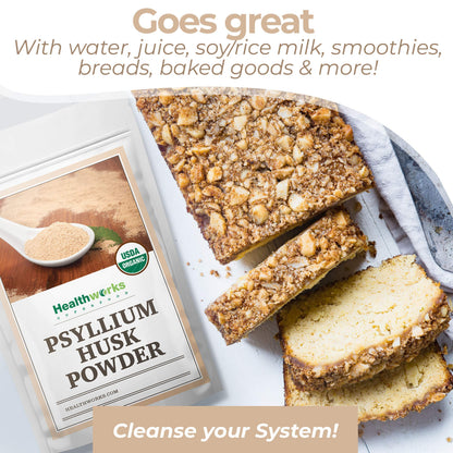Healthworks Psyllium Husk Powder Organic - 32 Oz / 2 Lbs - Raw - Certified Organic - Finely Ground Powder from India - Keto, Vegan & Non-GMO - Fiber Support