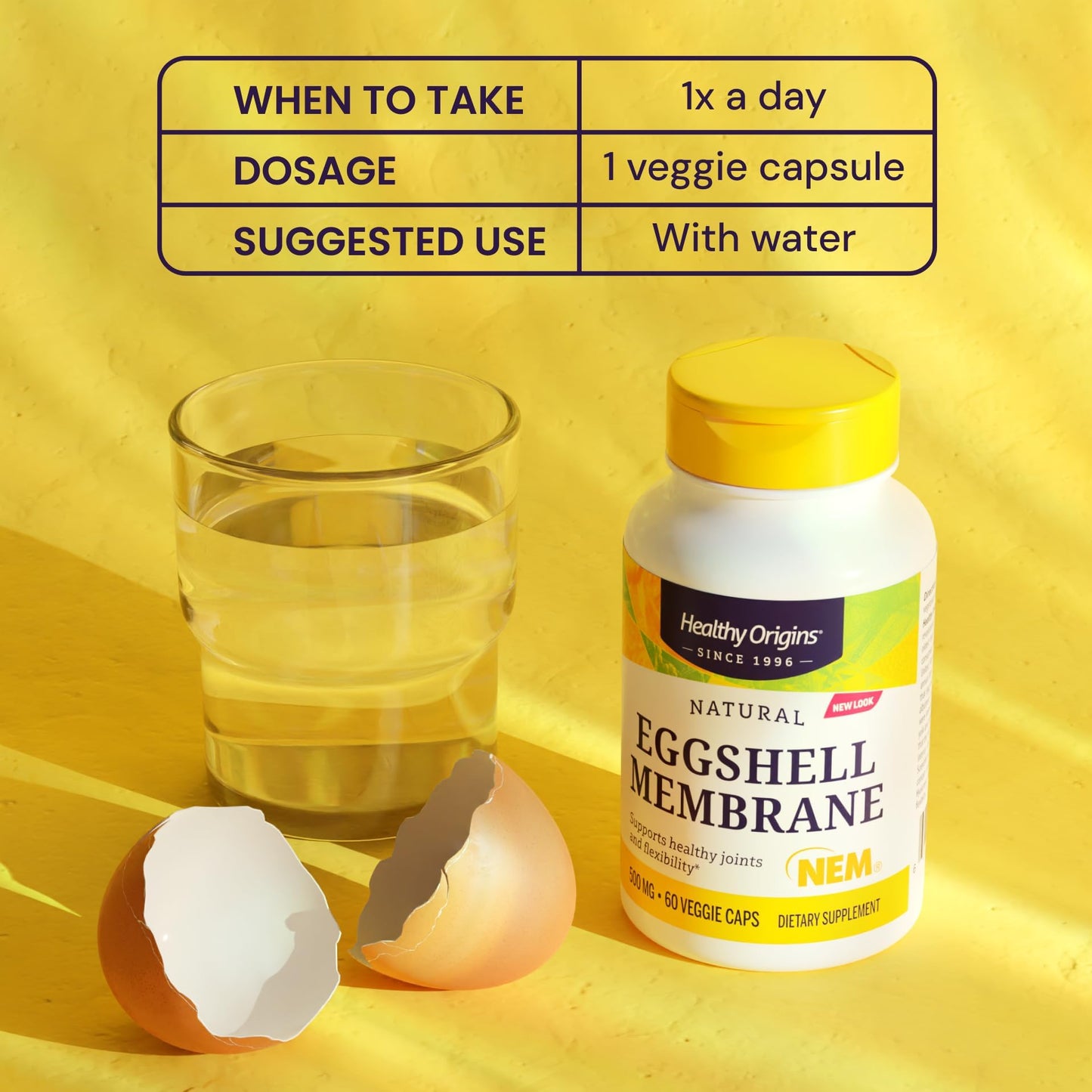 Healthy Origins Eggshell Membrane 500 mg (NEM) – Joint Support, Non-GMO, Gluten Free, 120 Veggie Caps