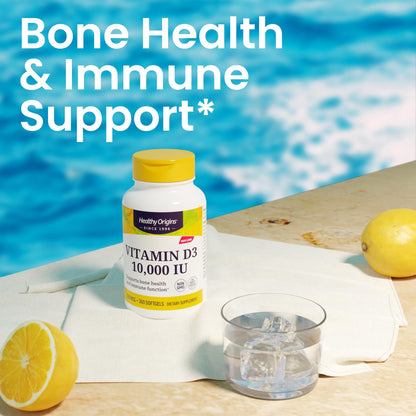 Healthy Origins Vitamin D3 10,000 IU - 120 Softgels (Non-GMO, Gluten Free)
