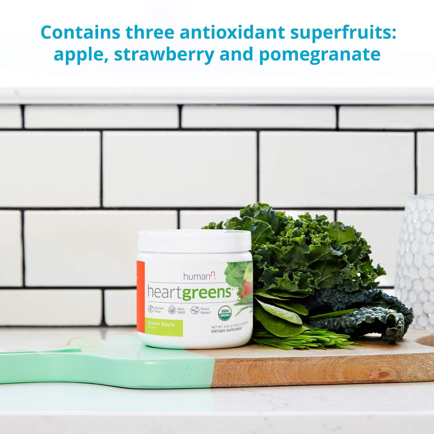 HeartGreens by humanN - Organic Greens Powder (Green Apple, 5.29 oz)