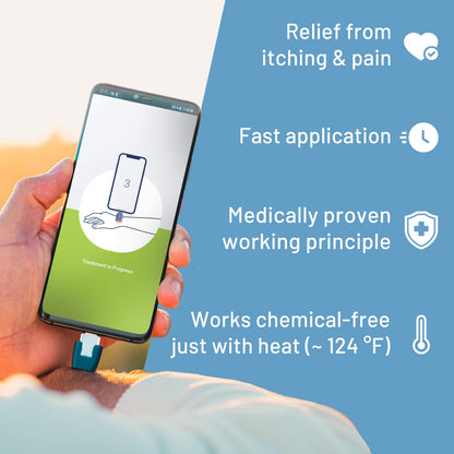 heat it - Smartphone-Powered Insect Bite Healer for iPhone 6s–14 | Chemical-Free Heat Relief