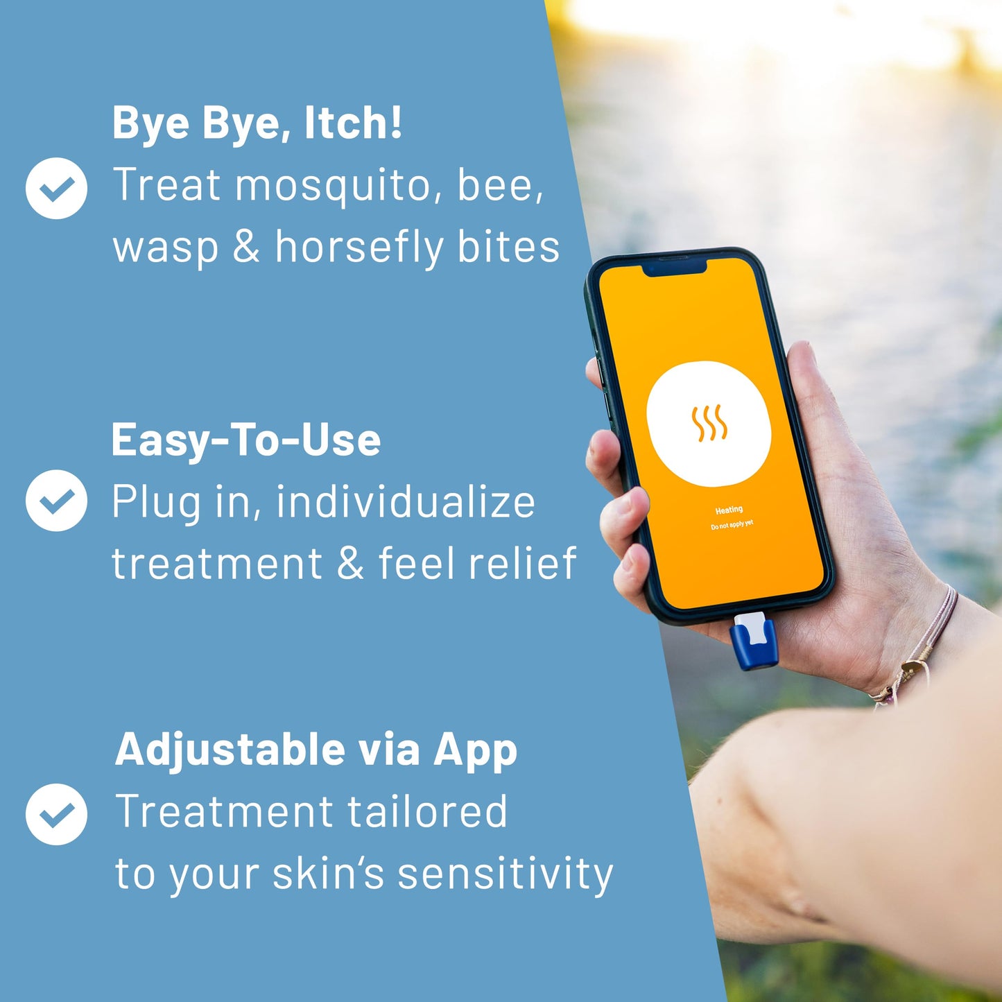 heat it - Smartphone-Powered Insect Bite Healer for iPhone 6s–14 | Chemical-Free Heat Relief