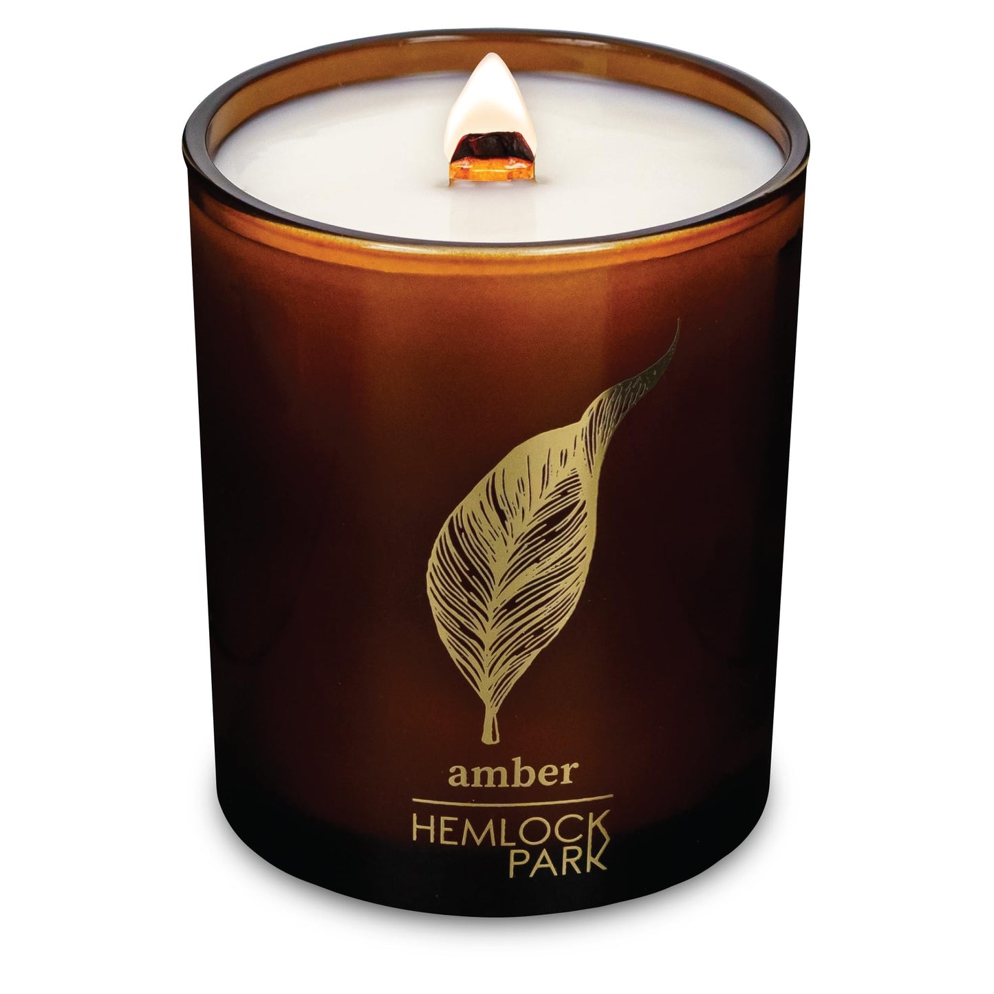 Hemlock Park Amber & Gold Wood Wick Candle – Natural Coconut Wax (7.2 oz, Amber)