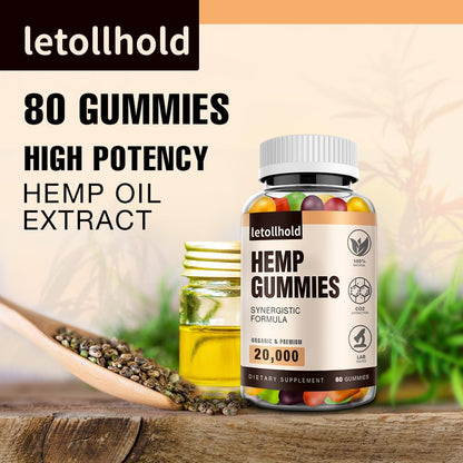 Hemp Gummies Edibles - Advanced Extra Strength Hemp Oil, Low Sugar (4 Packs)