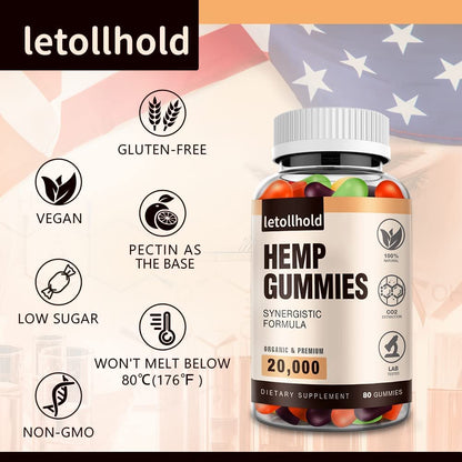 Hemp Gummies Edibles – Advanced Extra Strength Hemp Oil (Low Sugar, 5 Packs)