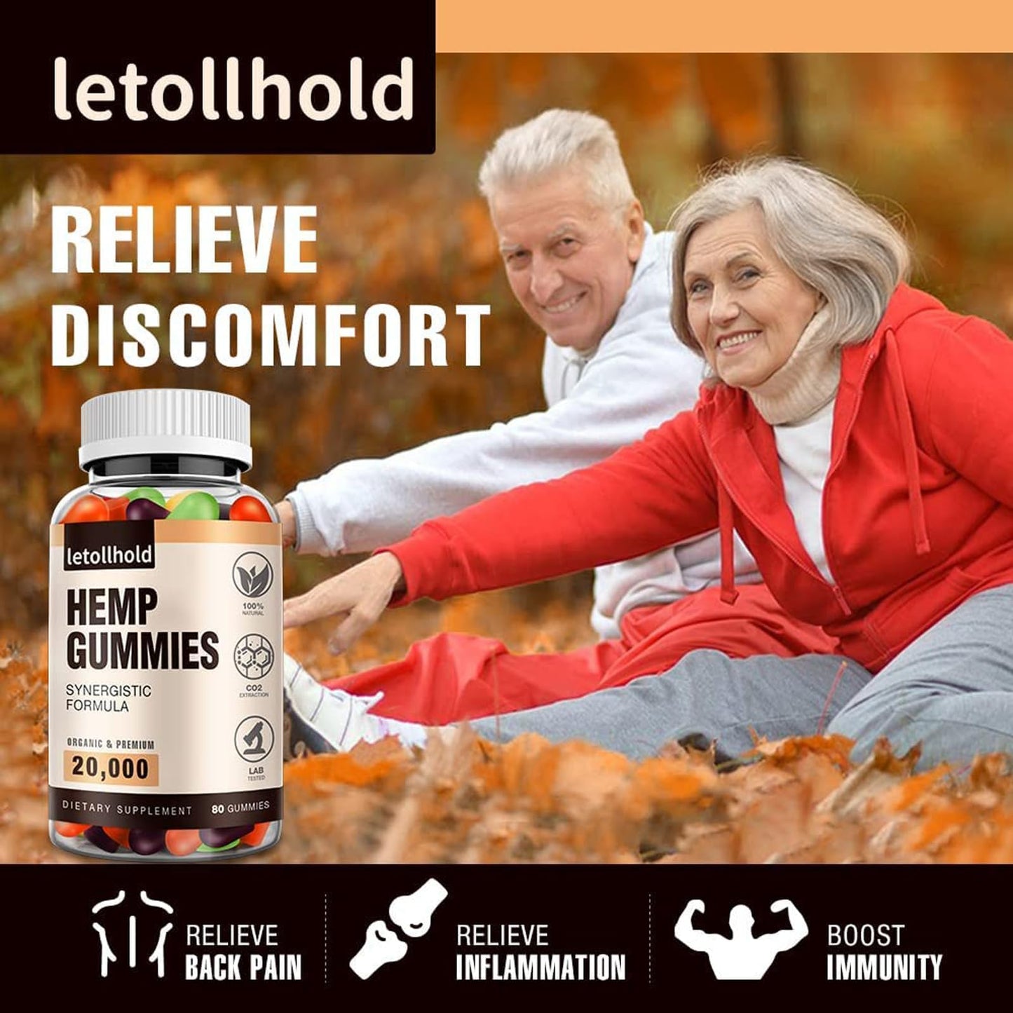 Letollhold Hemp Gummies – Sleep, Pain & Anxiety (1 Pack) | High Potency, Low Sugar