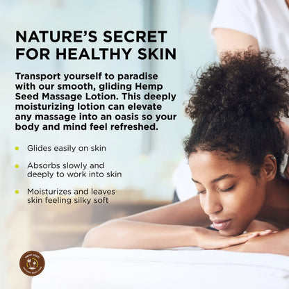Hemp Seed Massage Lotion, Guavalava - 8 oz - Glides Easily on Skin, Absorbs Slowly & Deeply, Moisturizes, Leaves Skin Silky Soft - Vegan, Cruelty Free