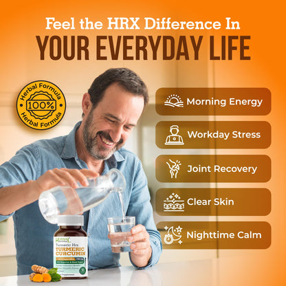 Herbal Destination Turmeric Supplement HRX - 60 Capsules (Pack of 2) | Turmeric Curcumin, Boswellia & Black Pepper Extract