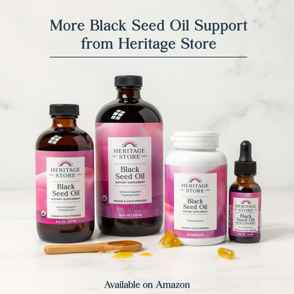 Heritage Store Black Seed Oil 3% Thymoquinone – 1 fl oz | Joints & Immune Support