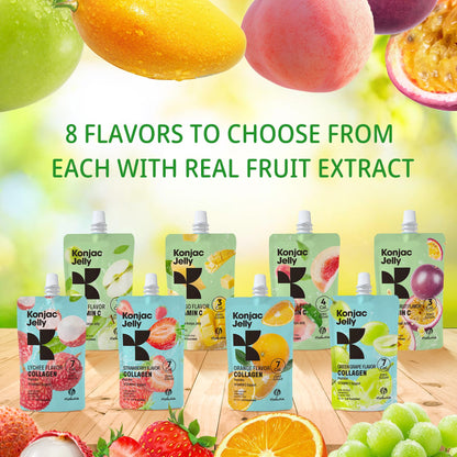 Hethstia Konjac Jelly Green Grape – 10 Pouches, Collagen Peptides, Zero Sugar, Keto, Gluten Free, Vegan