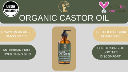 Four Leaf Naturals Organic Unrefined Castor Oil - 8 oz | USDA Certified | Cold-Pressed