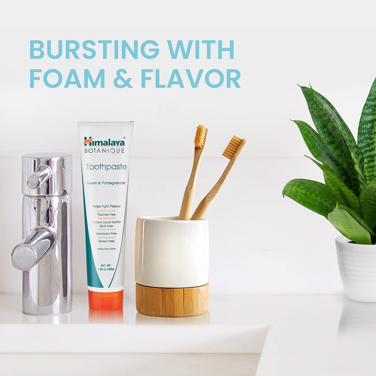 Himalaya Botanique Neem & Pomegranate Toothpaste – Mint Flavor – Fluoride Free, Vegan, SLS Free, Gluten Free | 5.29 oz