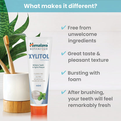 Himalaya Botanique Whitening Antiplaque Toothpaste with Xylitol – Fluoride Free, 4 oz, 4 Pack