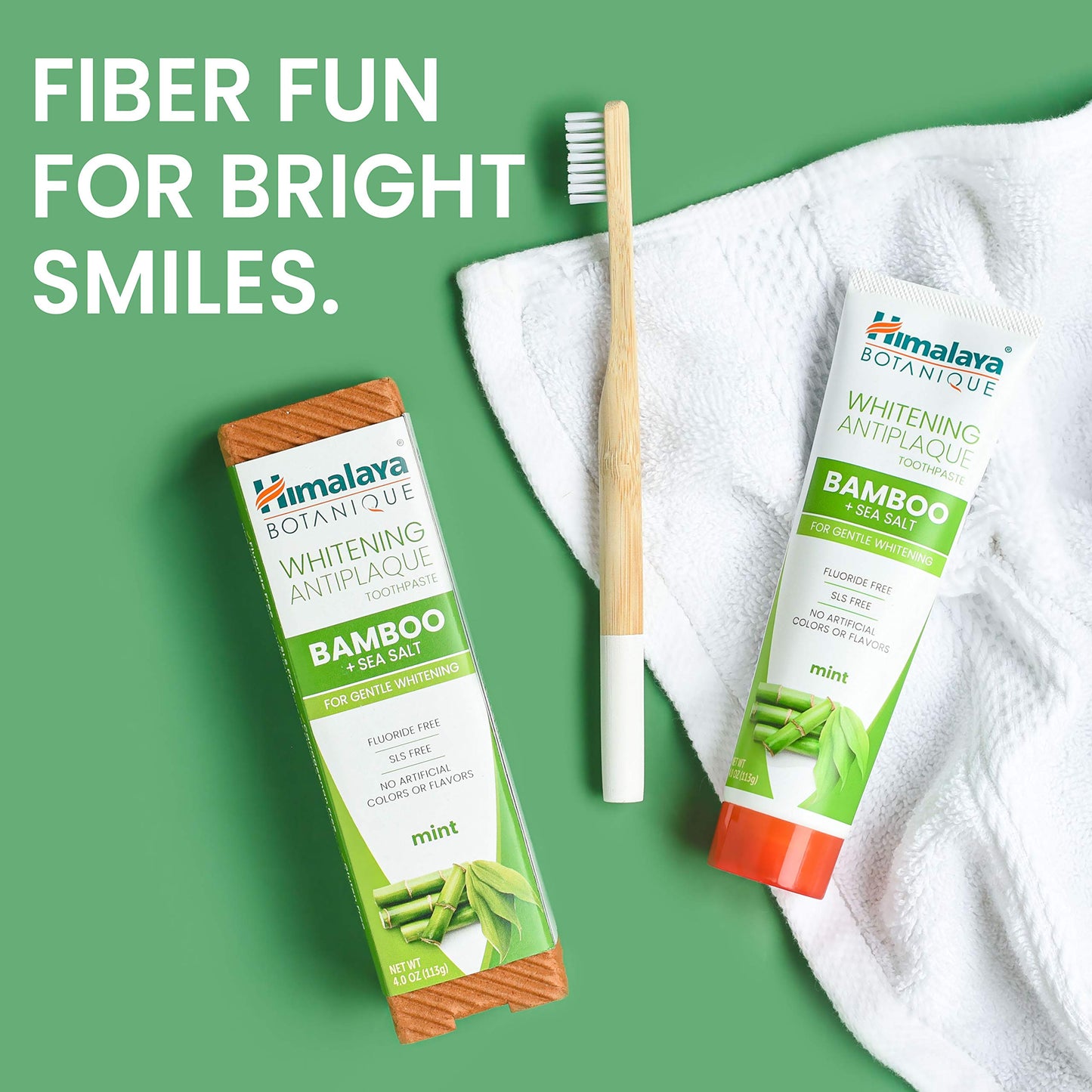 Himalaya Botanique Whitening Antiplaque Toothpaste - Bamboo & Sea Salt (Fluoride Free) - 4 oz x 4 Pack