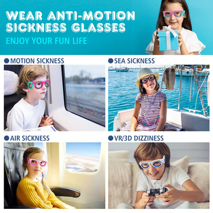 Hion Kids Anti-Motion Sickness Smart Glasses (3-8 Years) – Ultra-Light Travel Glasses for Nausea Relief (White)
