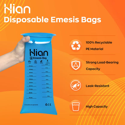 Hion Vomit Bags Disposable – 26 Pack, 1000ml Emesis Bags | Leak-Resistant, Medical-Grade & Portable