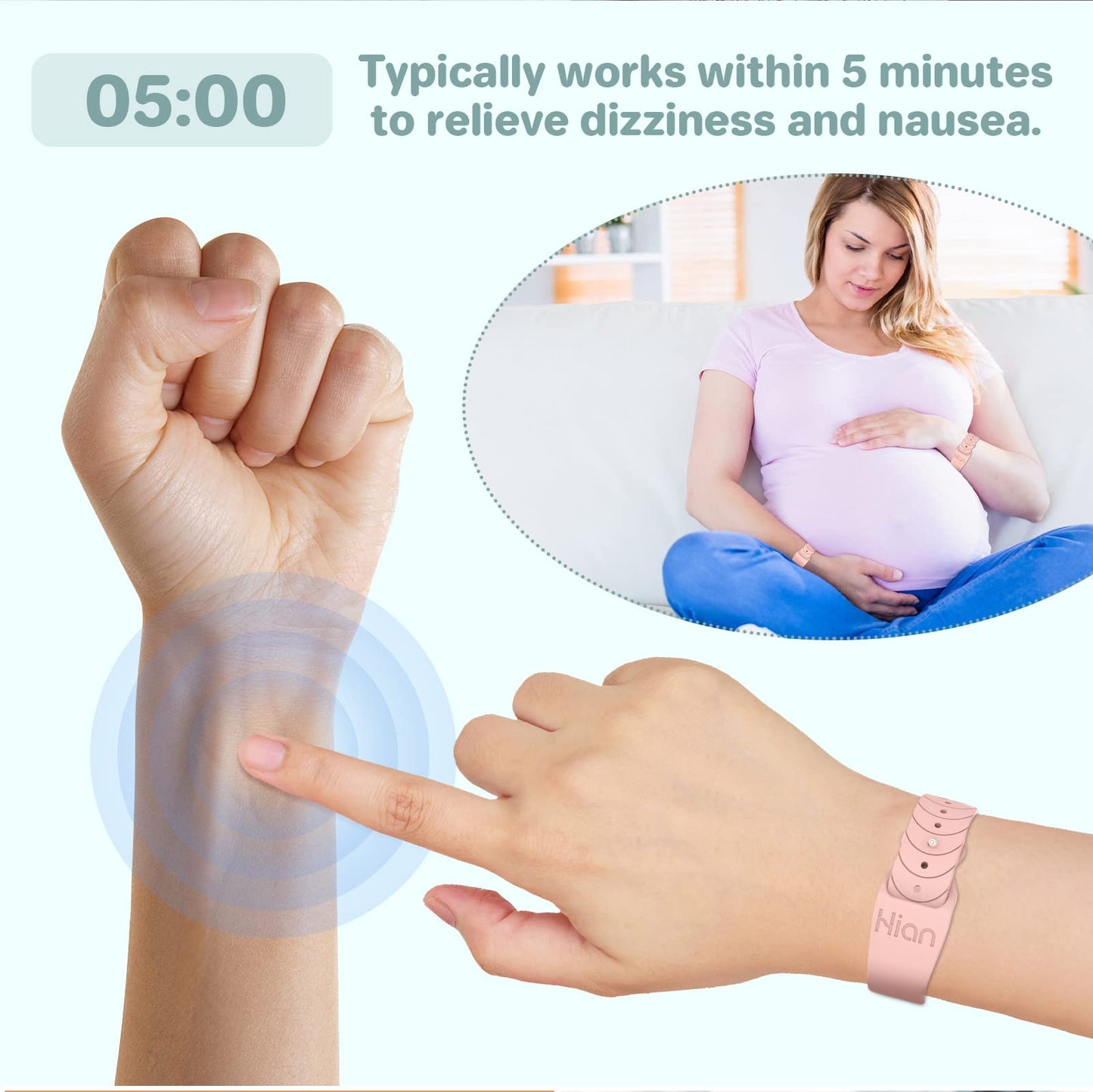 Hion Motion Sickness Bracelets – Acupressure Wristbands (2 Pairs, Starlight)