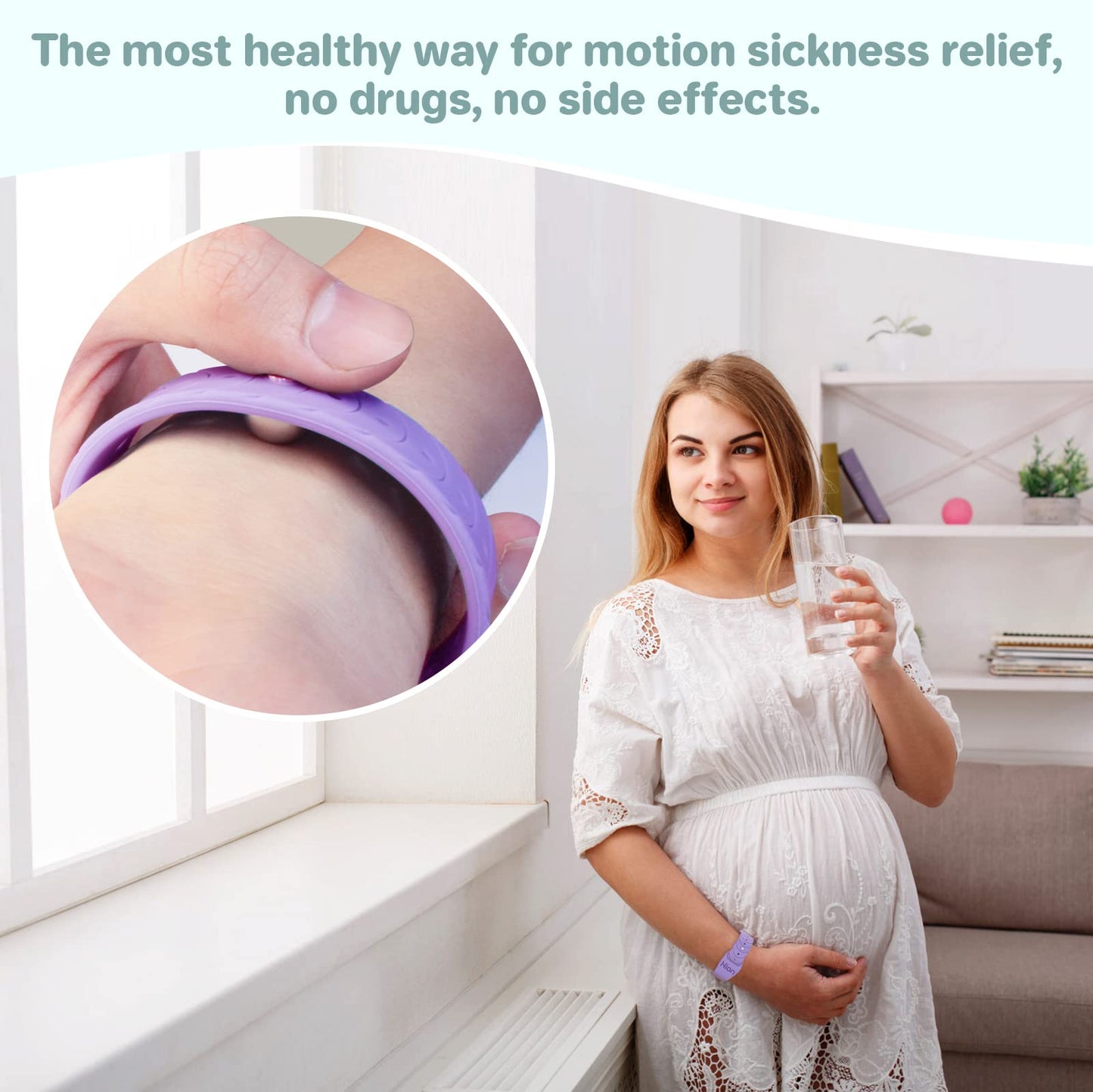 Hion Motion Sickness Bracelets – Sea Sickness Wristbands, 2 Pairs (Transparent)