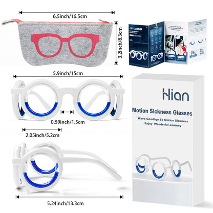 Hion Motion Sickness Glasses – Car, Boat, and Flight Sickness Relief (Red Box)