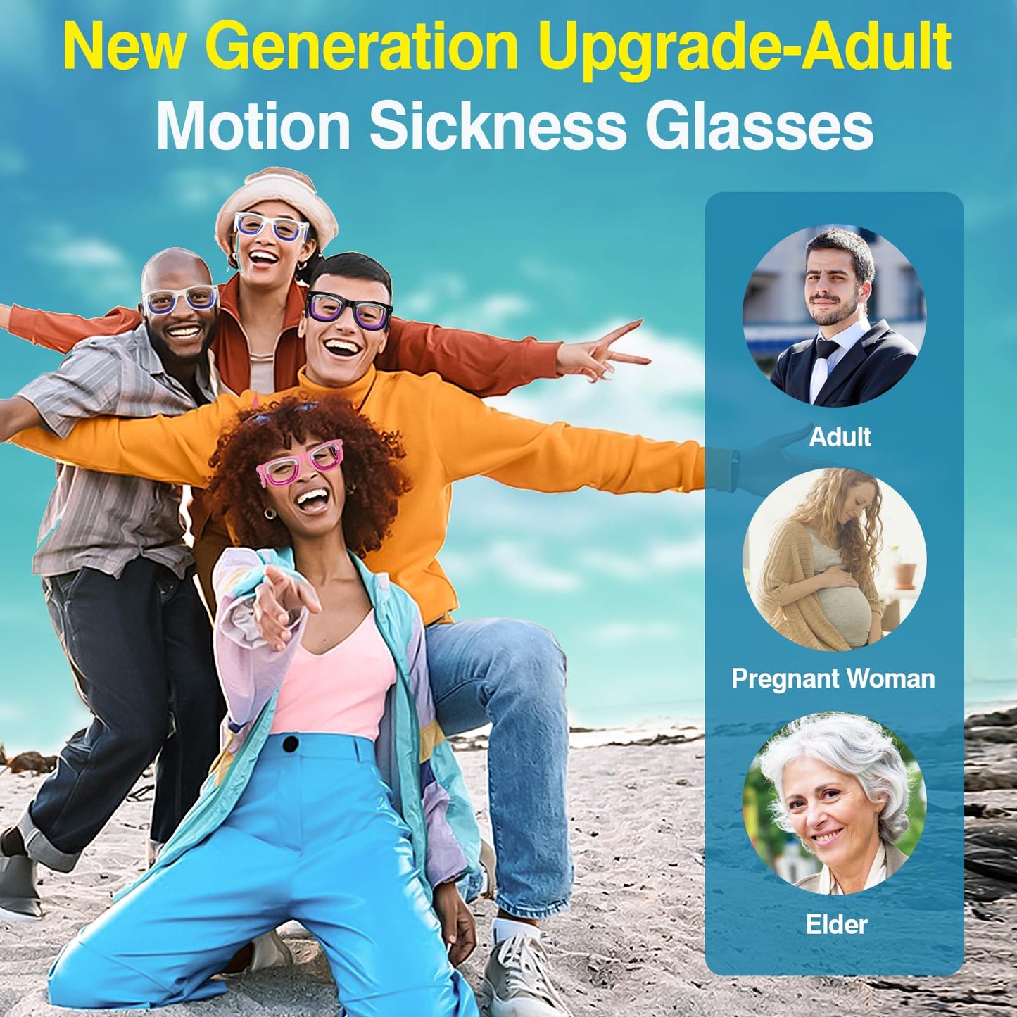 Hion Adult Anti-Motion Sickness Smart Glasses | Ultra-Light Liquid Glasses for Travel (Cars, Planes, Sea) – Black