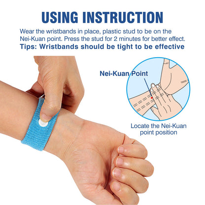 Hionfurt Motion Sickness Bands – Acupressure Nausea Wristbands for Adults & Kids (Blue)
