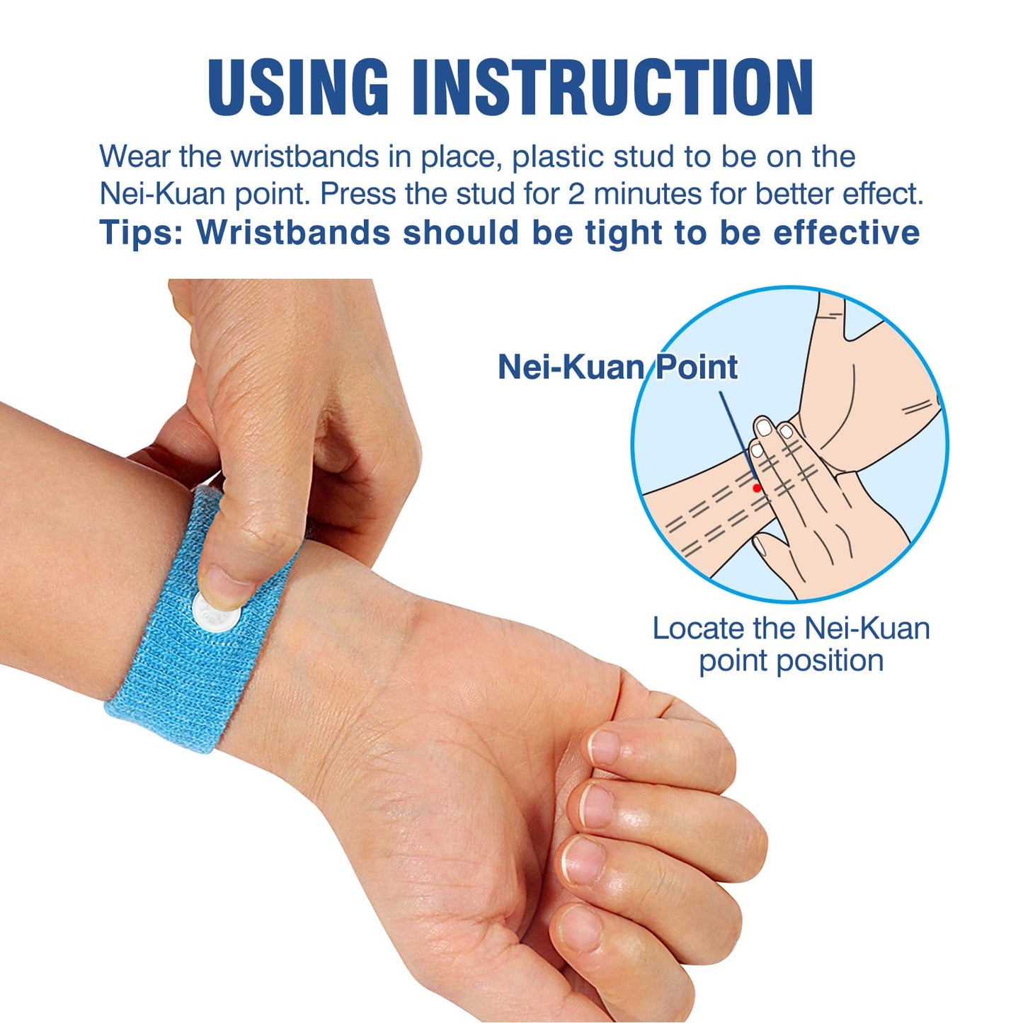 Hionfurt Motion Sickness Bands – Acupressure Nausea Wristbands for Adults & Kids (Blue)