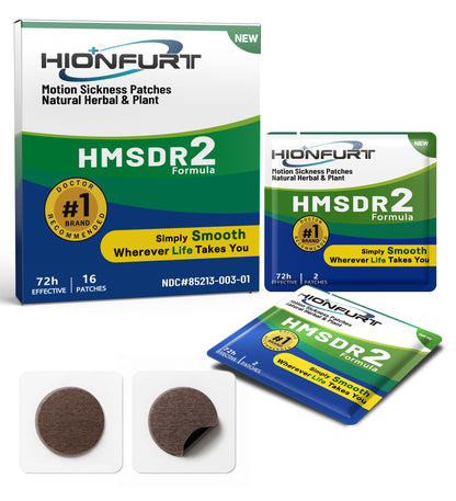 Hionfurt HMSDR2 16ct Motion Sickness Patches – Non-Drowsy, 72H Travel Relief