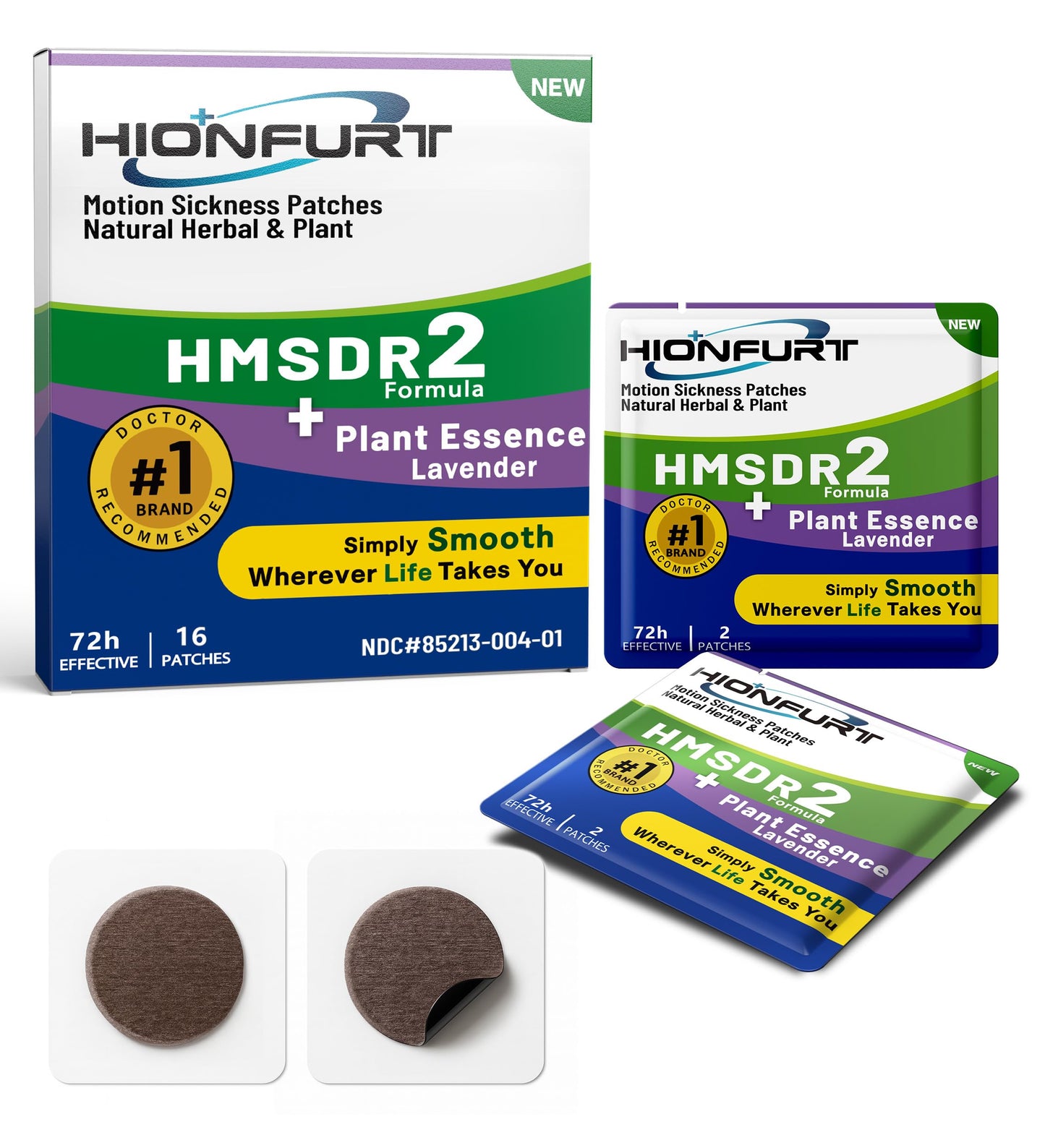 Hionfurt HMSDR2 Motion Sickness Patches with Lavender – 72H Non-Drowsy Relief