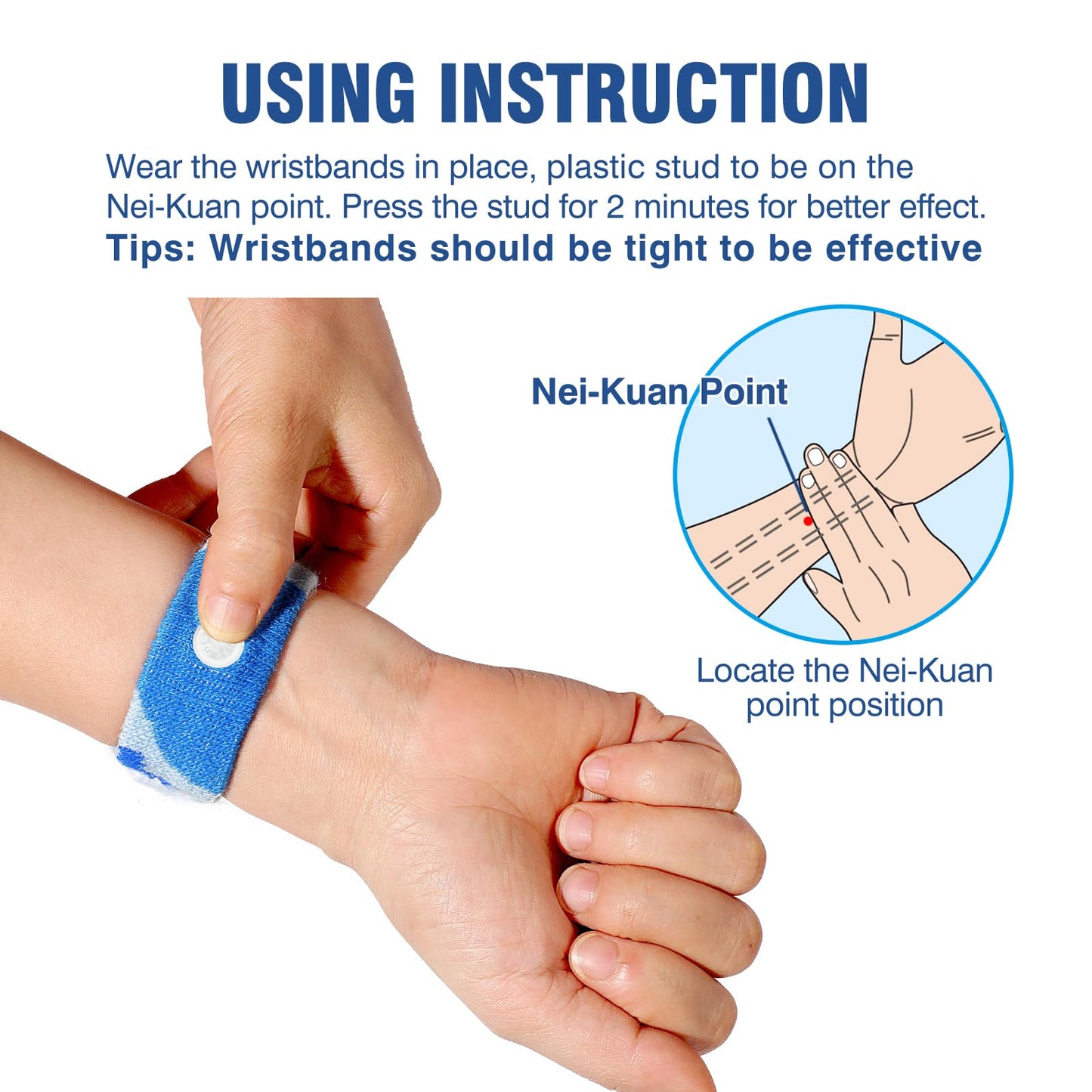 Hionfurt Motion Sickness Bands - Nausea Relief Wristbands for Adults & Kids (Camo Blue)