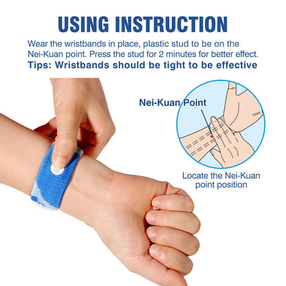 Hionfurt Motion Sickness Bands - Nausea Relief Wristbands for Adults & Kids (Camo Blue)