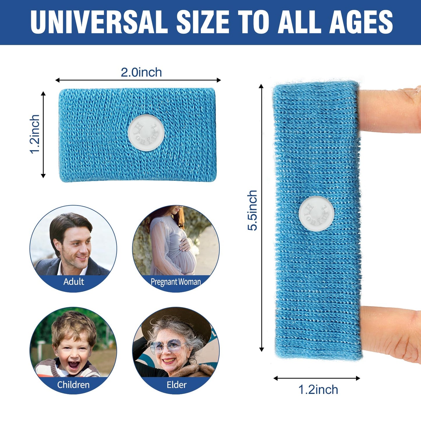 Hionfurt Motion Sickness Bands – Acupressure Nausea Wristbands for Adults & Kids (Blue)