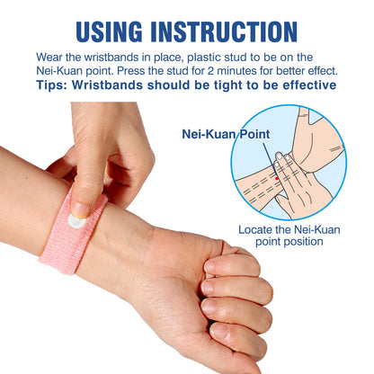 Hionfurt Motion Sickness Bands – Pink Acupressure Wristbands for Nausea Relief (Adults & Kids)