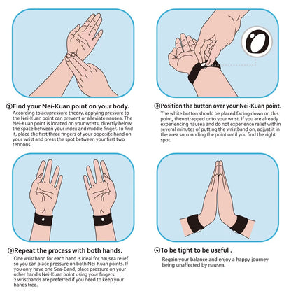 HIONXMGA 6 Pairs Motion Sickness Bands – Natural Acupressure Nausea Relief for Car, Cruise & Flight Travel (Adults & Kids)