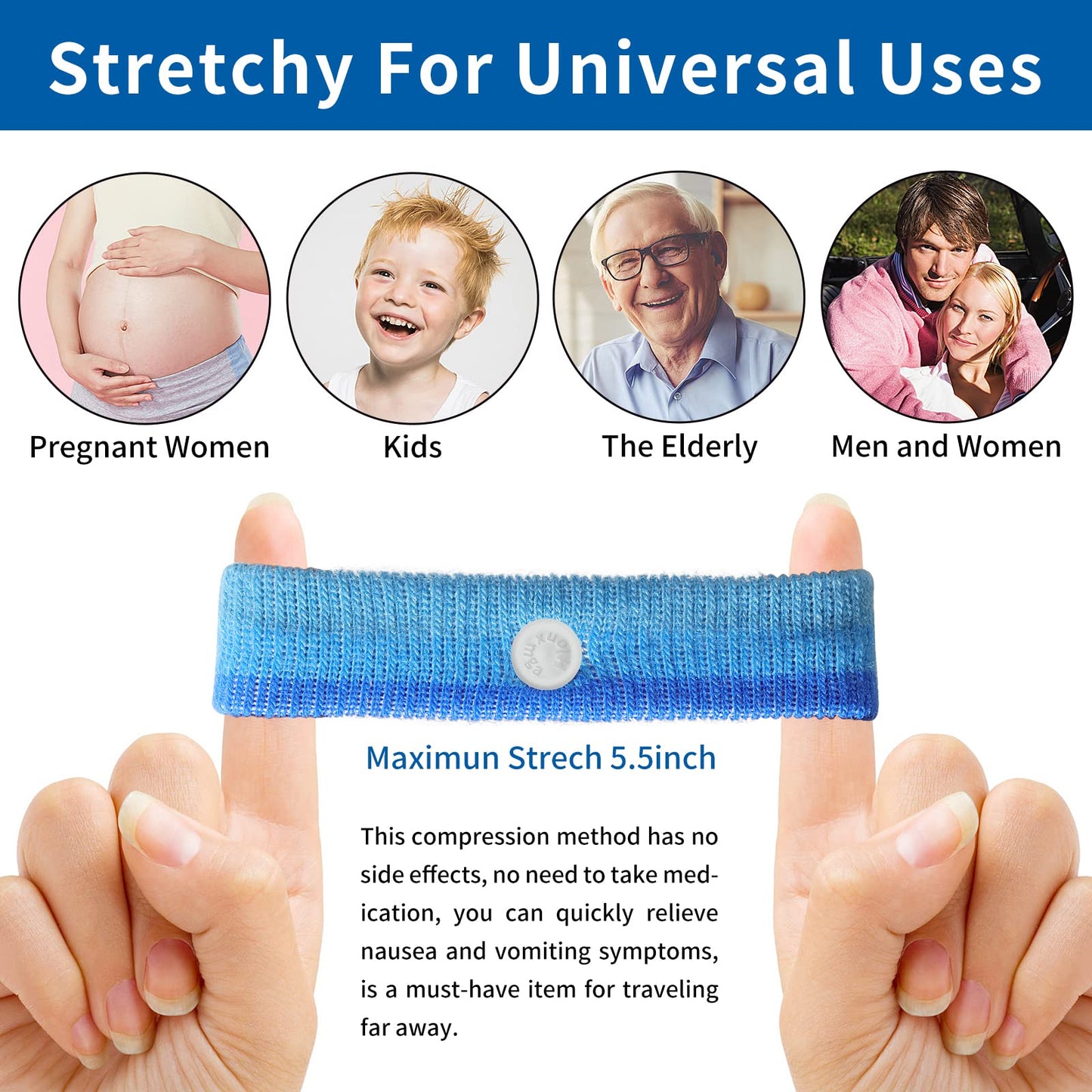 HIONXMGA 6 Pairs Motion Sickness Bands – Natural Acupressure Wristbands for Travel Nausea Relief