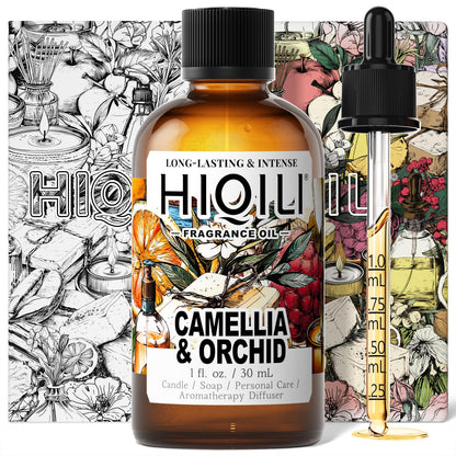 HIQILI Camellia & Orchid Fragrance Oil – 1 Fl Oz for Candle, Soap, Perfume, Shampoo & Body Lotion