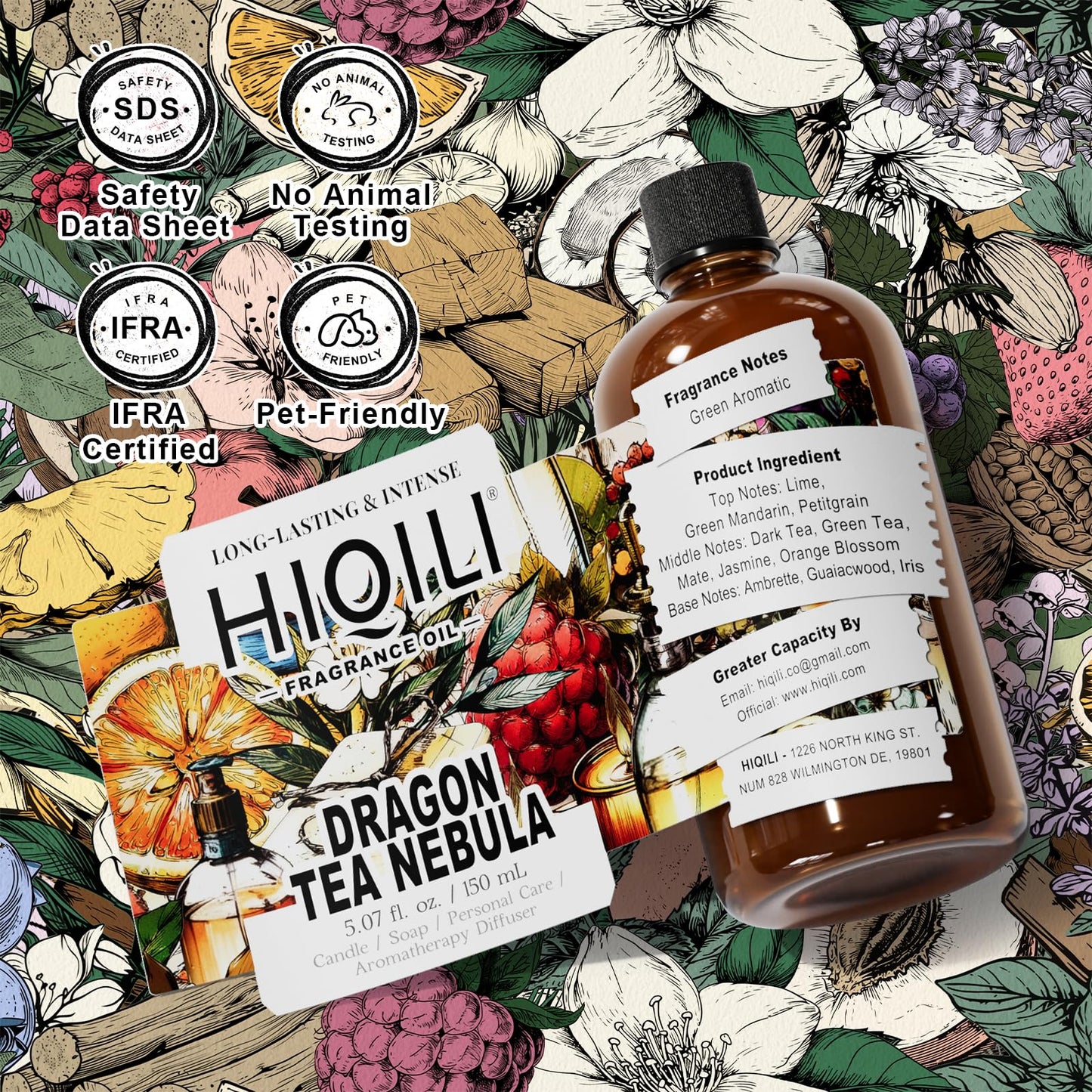 HIQILI Dragon Tea Nebula Fragrance Oil for Candles & Perfumes | IFRA