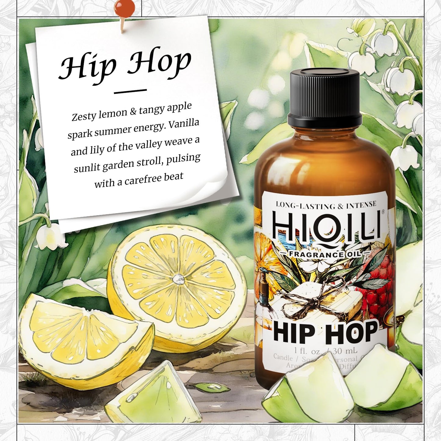 HIQILI Fragrance Oil Lemon & Green Apple – 1 Fl Oz | Diffusers, Candles, Soaps