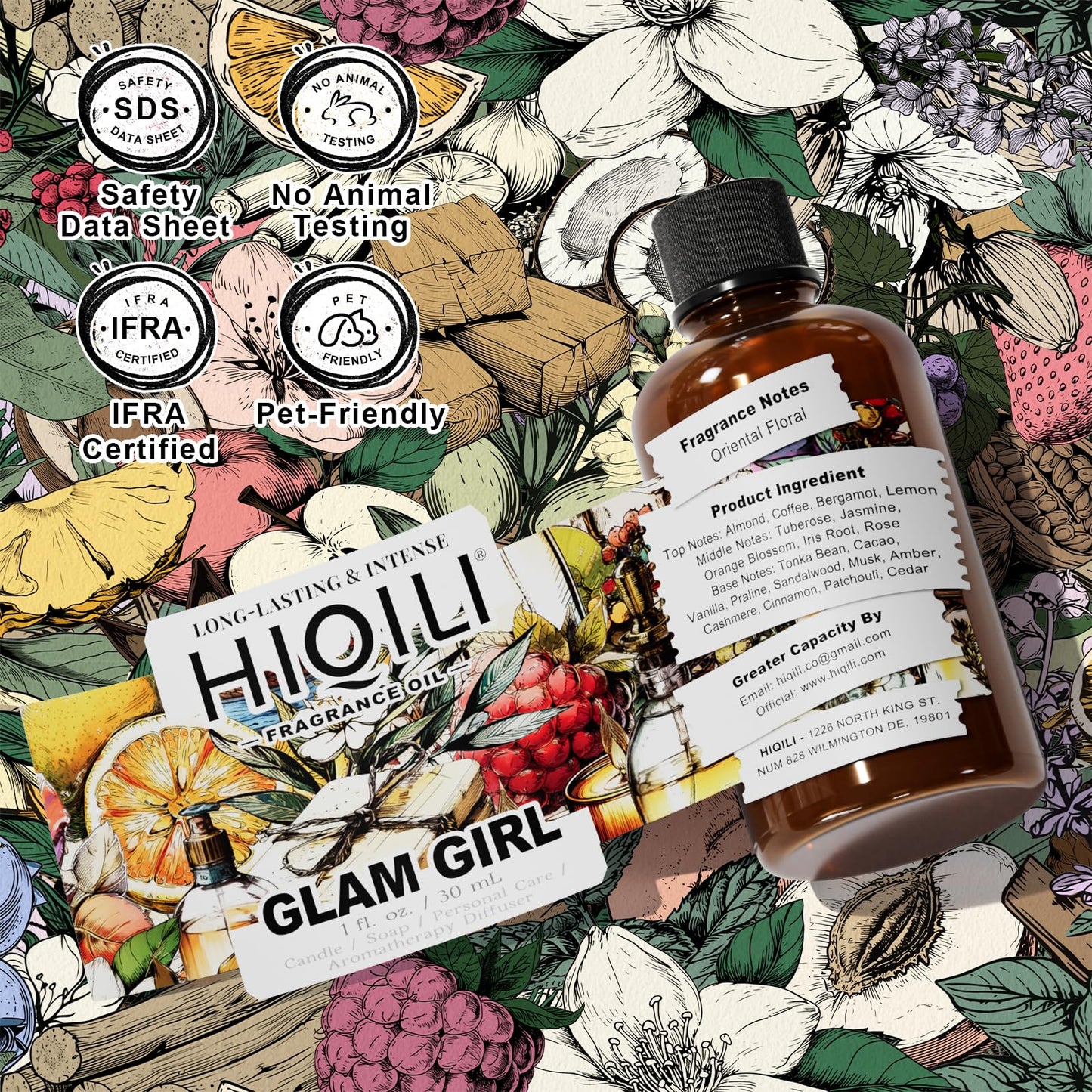 HIQILI Glam Girl Fragrance Oil – Inspired by Her-rera G.Girl | Candle, Soap & Diffuser, 1 oz