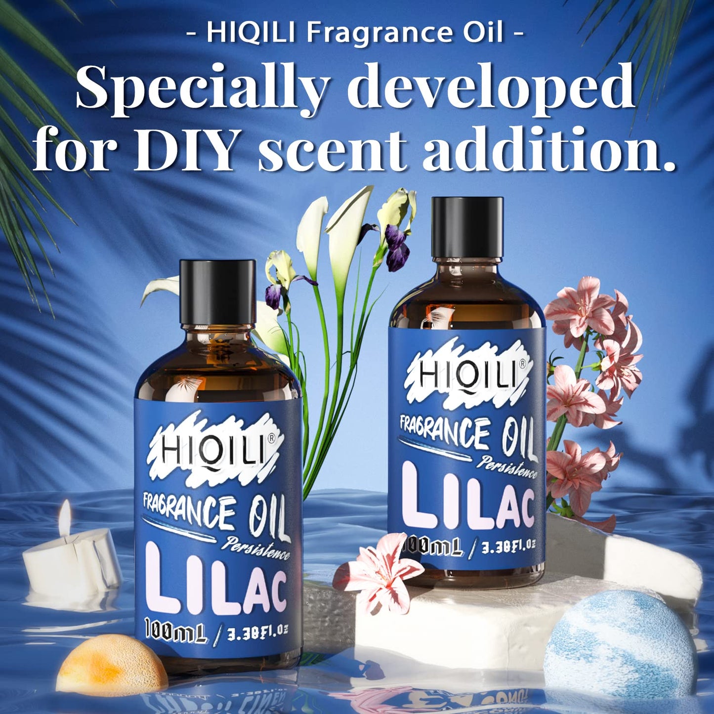 HIQILI Lilac Fragrance Oil – Long-Lasting Floral Scent for Candle, Soap, Perfume Making & Diffuser (3.38 Fl Oz)