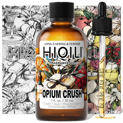 HIQILI Opium Crush Fragrance Oil – Vanilla & Chocolate Scent for Candle, Soap, Diffuser, Hair Care (1 Fl Oz)