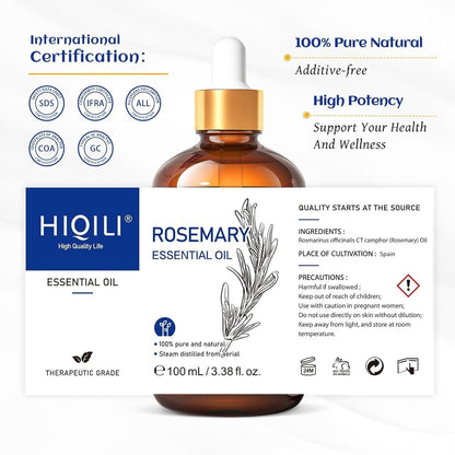 HIQILI Rosemary Essential Oil for Diffuser - 3.38 Fl Oz (Pack of 1)